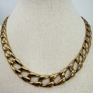 Napier Chunky Curb Link Necklace Vintage 80s Gold Tone Statement